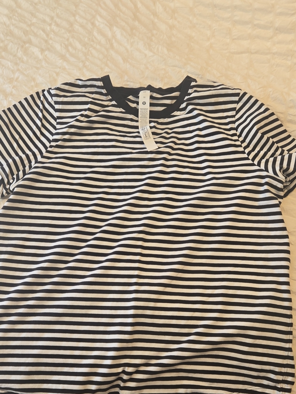 Kids Black and White Striped Short Sleeve Tee - Crew Neck